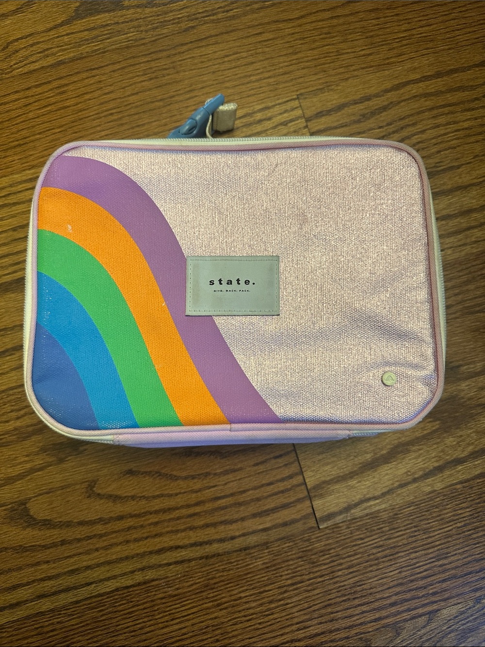 GUC STATE Pink Lunchbag with Multicolor Stripes